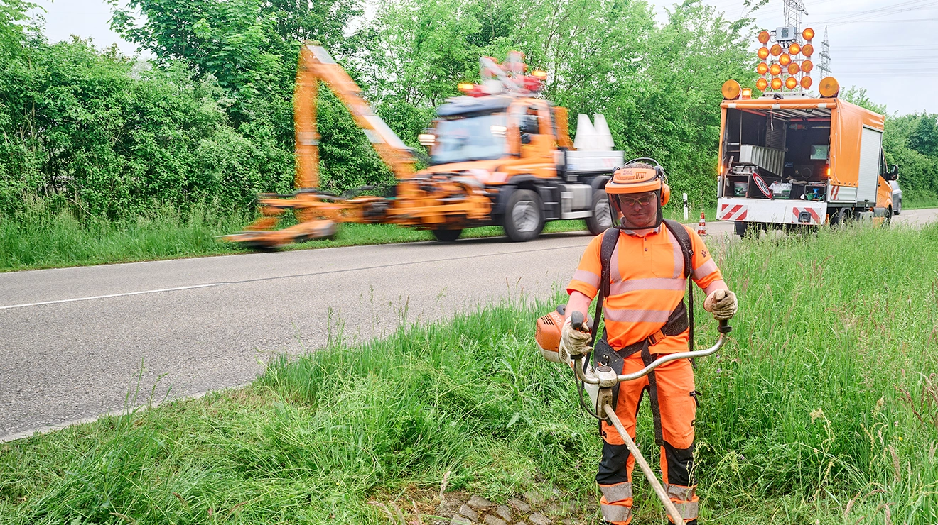 Grünpflege am Straßenrand